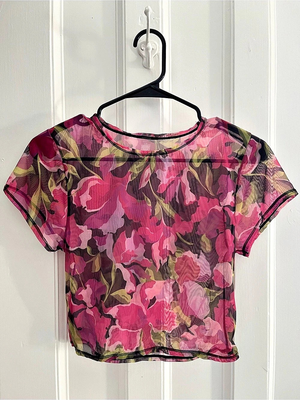 Blush Floral Mesh Top in Pink Size Small
